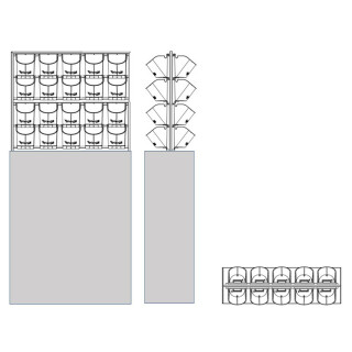 System GPL40 - 40 PlantaNova incl. Innenrahmen & Kunststoffgefäß RE90x40/H120, strukturlack RAL